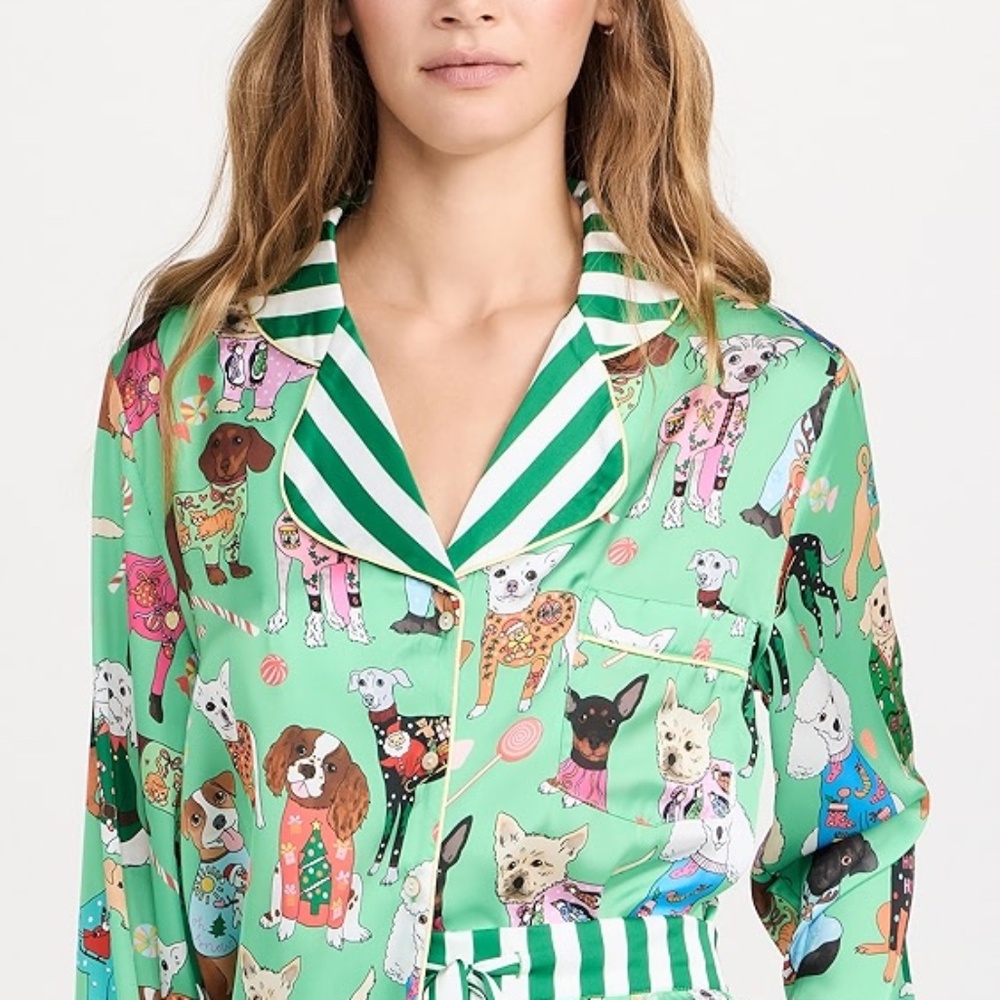 Karen Mabon Christmas Sweater Day-Dogs Long Sleeve with Shorts PJ Set Sz S - Picture 4 of 7